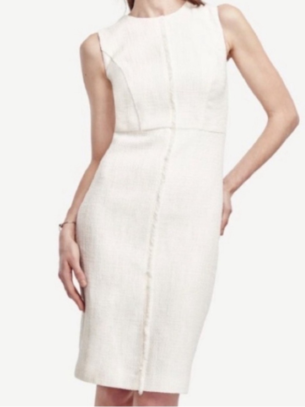 Ann Taylor Ivory Sleeveless Sheath Dress